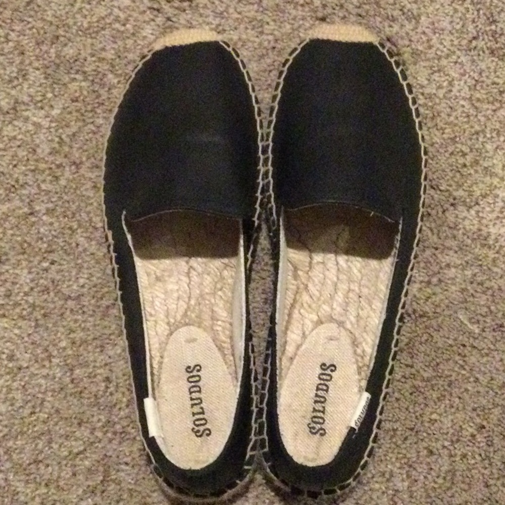 Soludos black leather smoking slipper,size 8. VGUC
